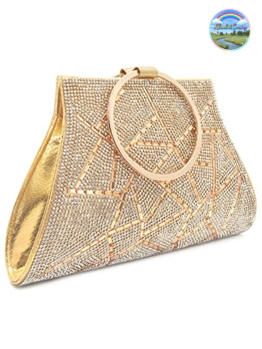 Crystal Clutch Wristlet Evening Bag with Rhinestone Bangle Handle, Wedding Prom